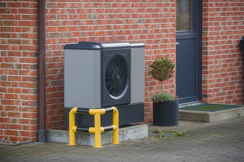 Heat pump outside house
